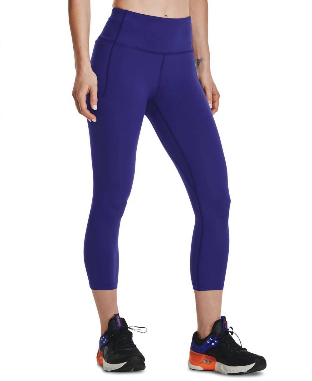 NEW UNDER ARMOUR activewear meridian 7/8 length leggings in regal metallic silve
